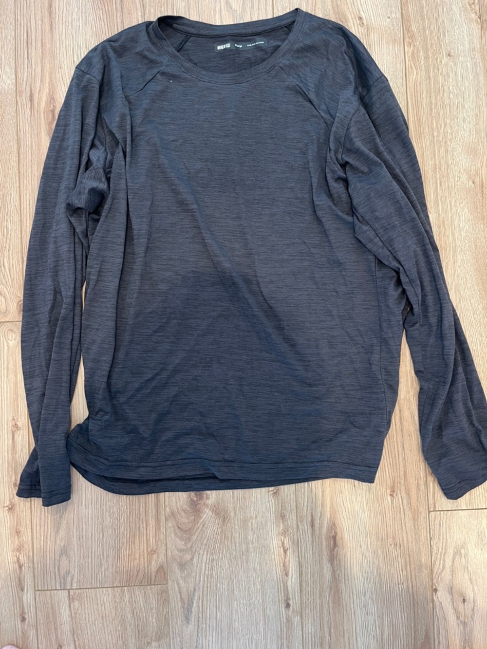 Reiss Men's Long Sleeve Crew Neck Top - Charcoal Gray